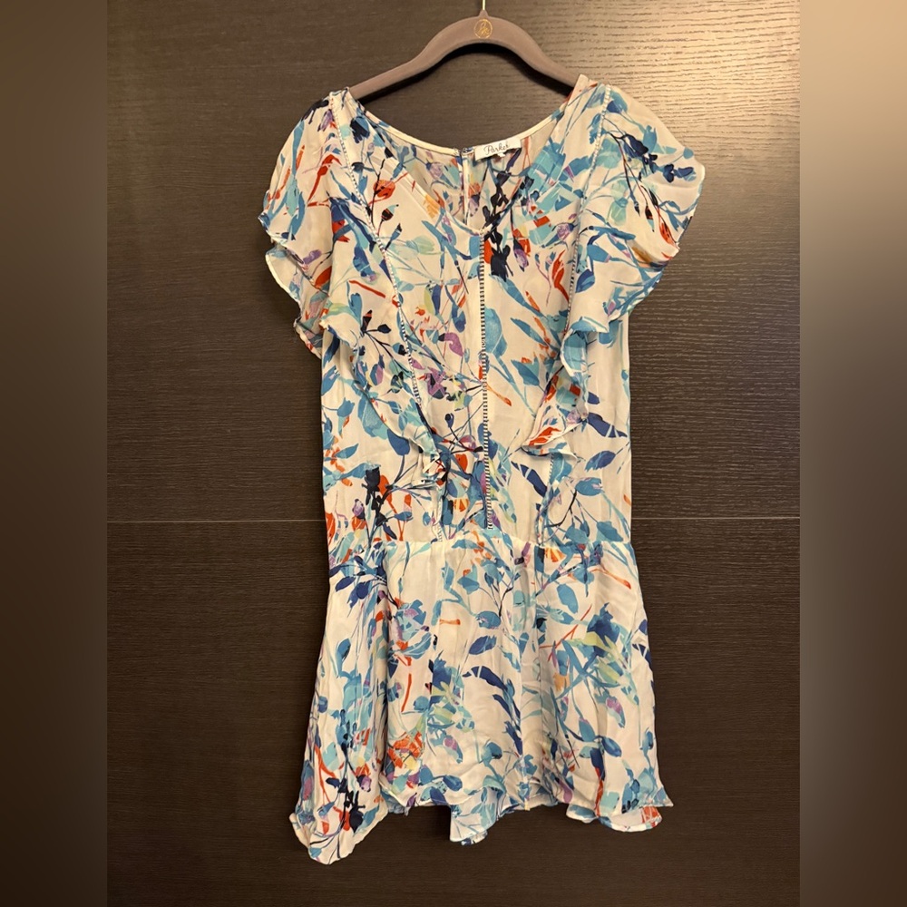 Parker Blue and Orange Abstract Top